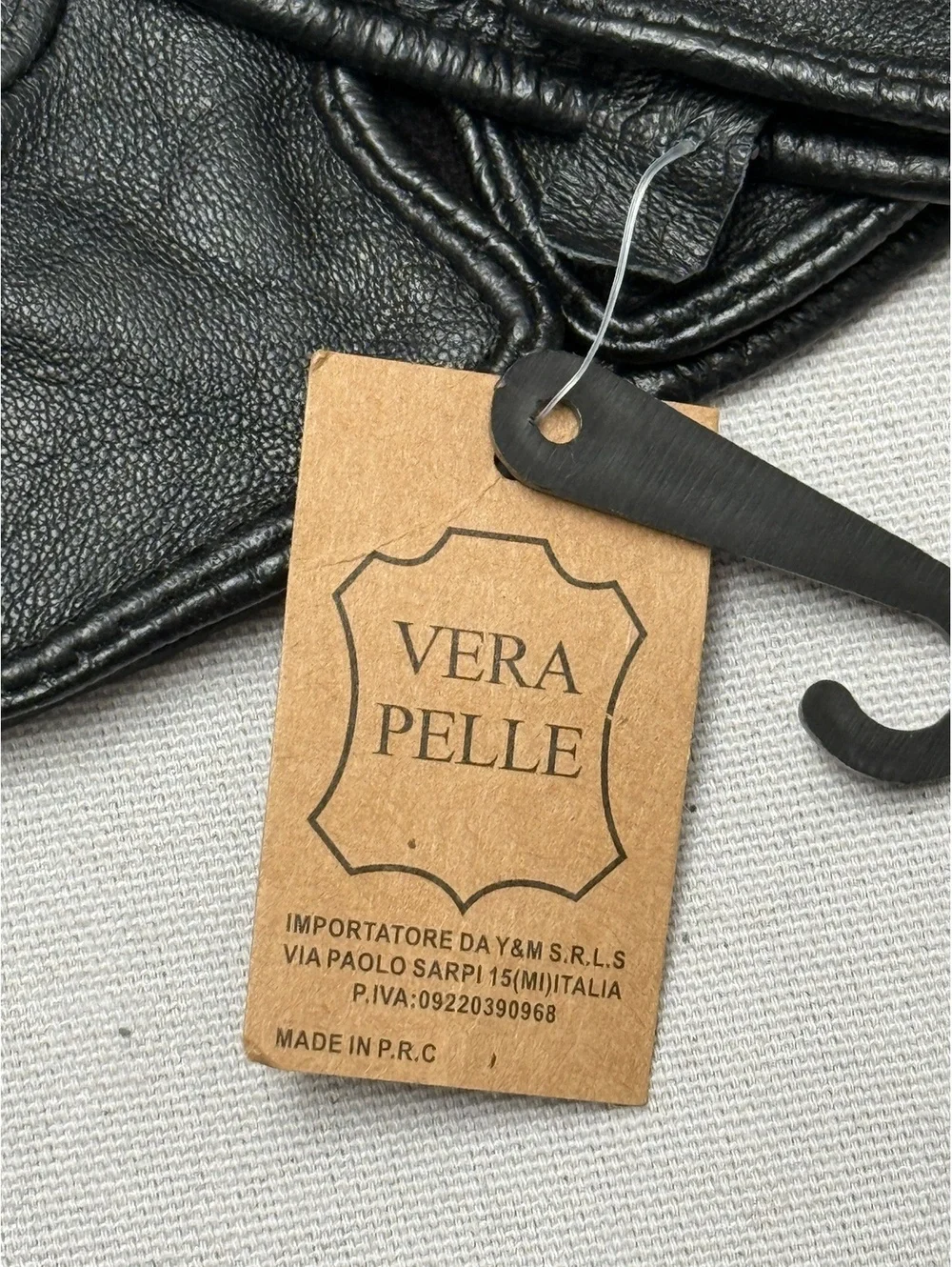 Vera Pelle Black Womens Leather Gloves Rainbow Fingers- XL